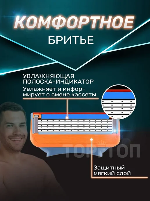 Лезвия для бритья 4шт совместимые, 4 шт, фото 4