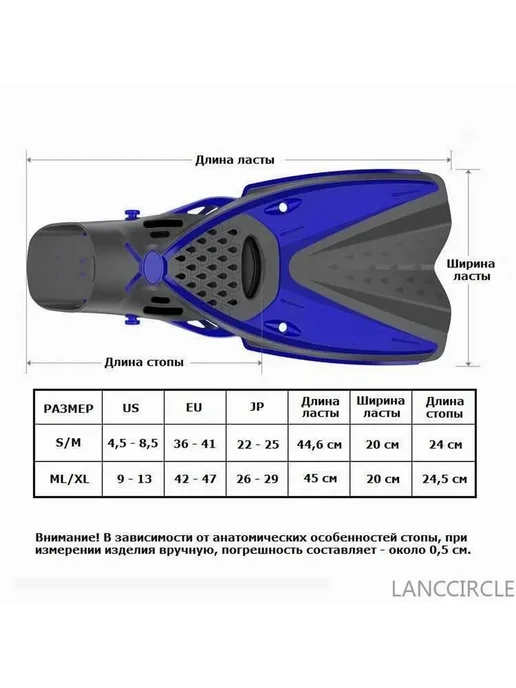 Ласты LANCCIRCLE Для плавания Размер 42-47 RU ML XL, 42-47, фото 2