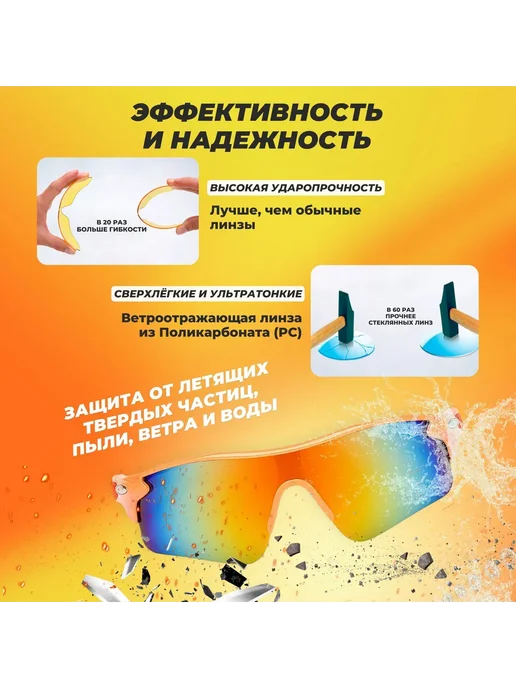 Очки спортивные унисекс солнцезащитные для велоспорта Синий, синий, фото 6