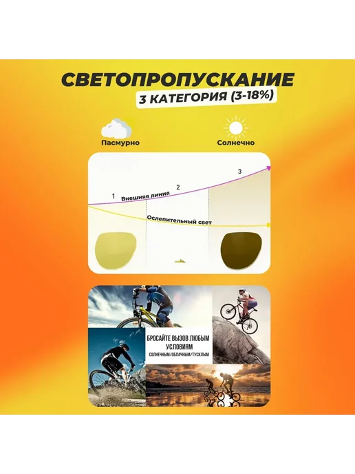 Очки спортивные унисекс солнцезащитные для велоспорта Синий, синий, фото 7