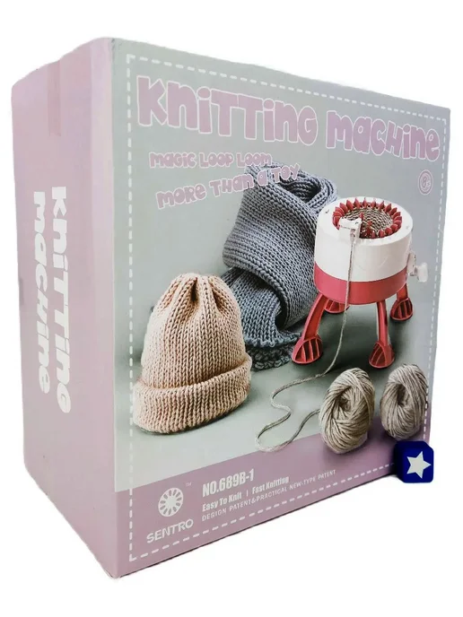 Вязальная машина Круговая 19х18 см 2 мотка пряжи Розовый, 19x18 см, фото 5