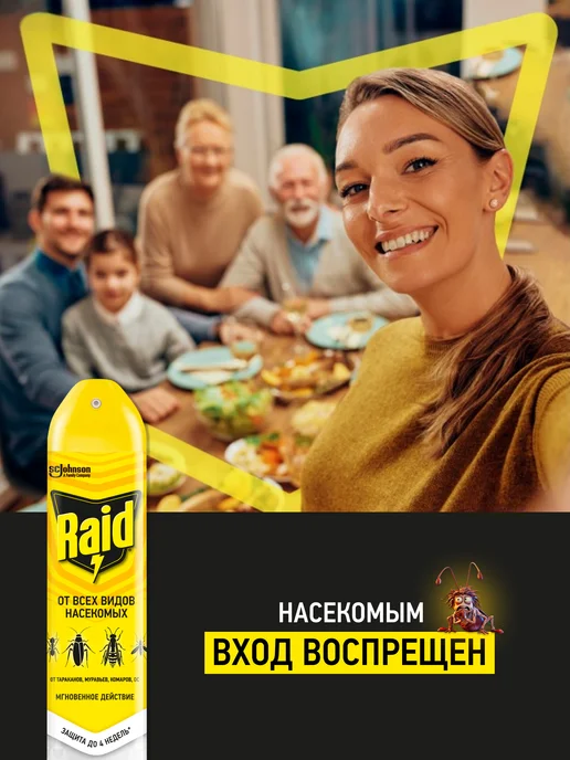 raid Средство против ползающих и летающих насекомых, 300 мл, 300 мл, фото 5
