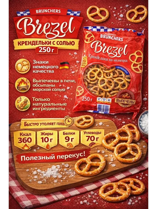 BRUNCHER Крендельки с солью 250 г, 250 г