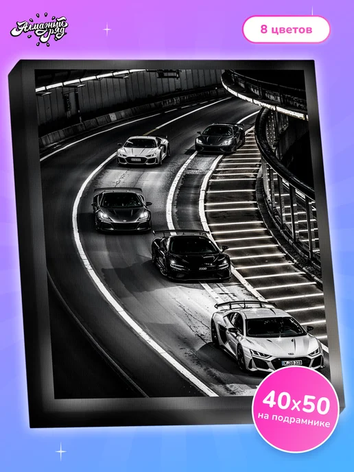 Алмазныи ряд Алмазная мозаика на подрамнике 40х50 Скорость, 40x50