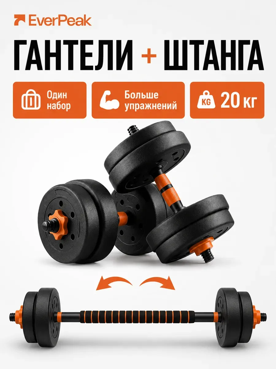 Гантели разборные 5.7 - пластиковые 20 кг Everpeak