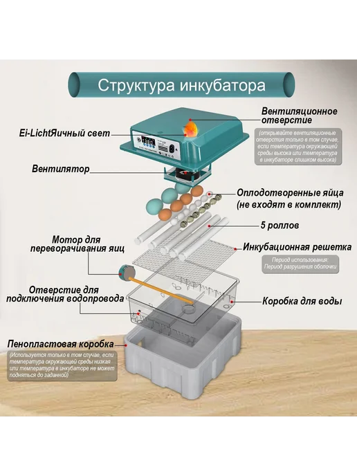 Умный инкубатор для яиц, 16 шт, автоповорот, 16 шт, фото 7