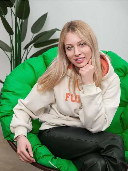 M-Group Кресло ПАПАСАН пружинка с ротангом чёрное, бежевая, зеленый, коричневый, фото 5