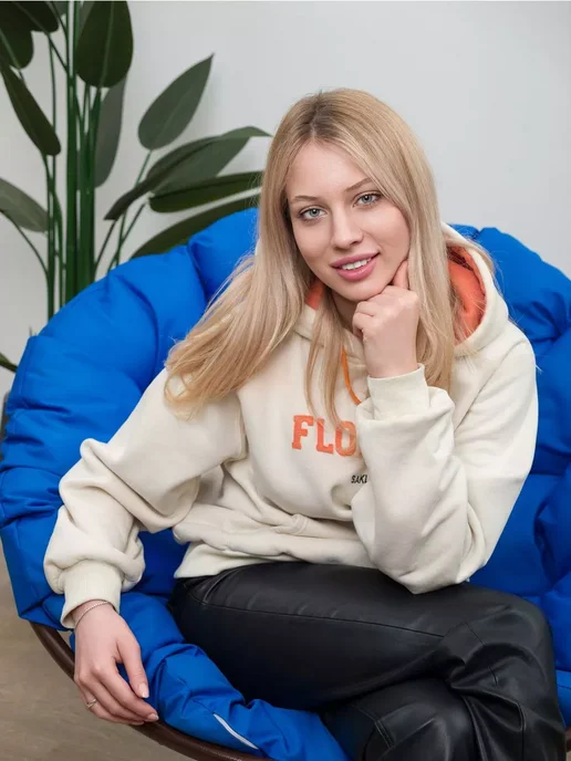 M-Group Кресло ПАПАСАН пружинка без ротанга коричневое, серая, синий, фото 4