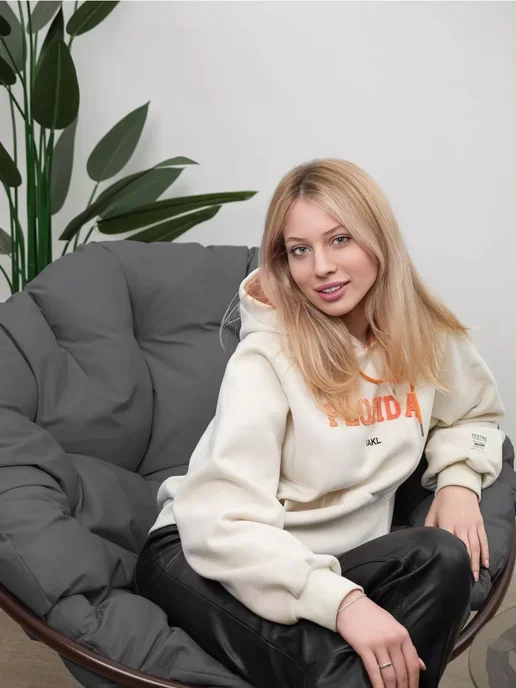M-Group Кресло ПАПАСАН с ротангом коричневое, коричневая, серый, коричневый, фото 3