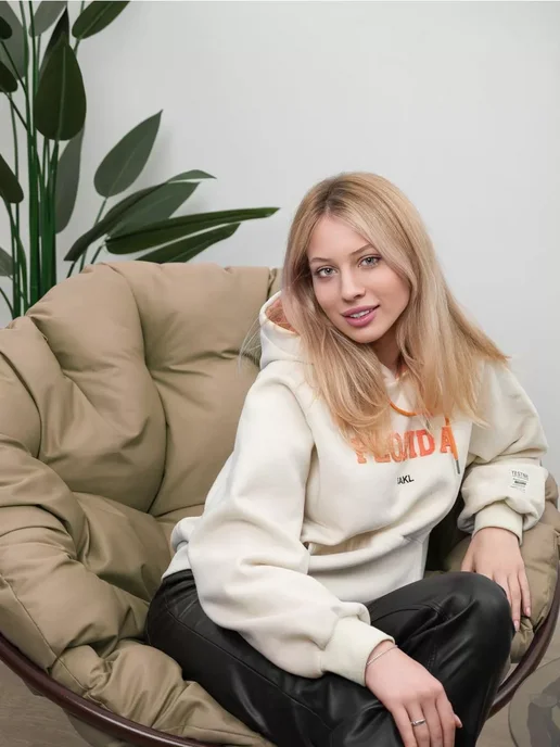 M-Group Кресло ПАПАСАН с ротангом коричневое, коричневая, бежевый, фото 3
