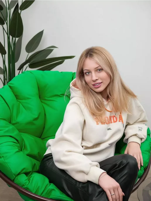 M-Group Кресло ПАПАСАН без ротанга коричневое, розовая, зеленый, фото 3
