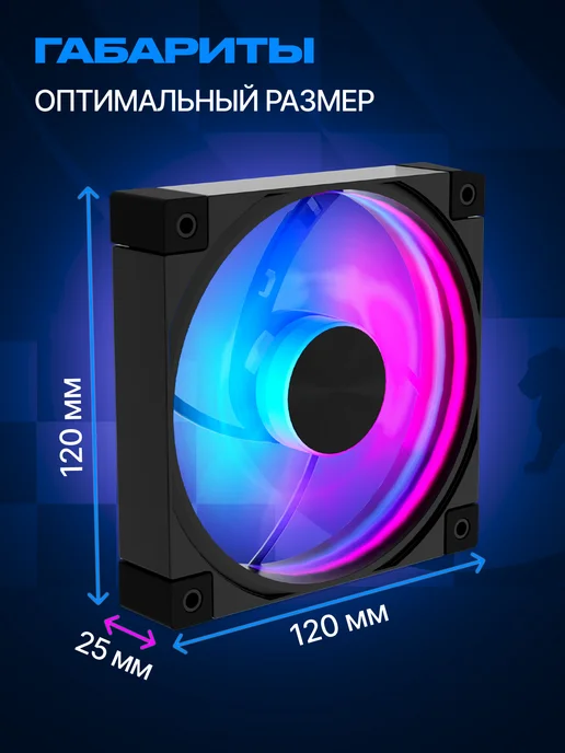 IRON PRIDE Комплект вентиляторов Cool Blade FX3Black 120мм ARGB+PWM 3шт, 3 шт, фото 2