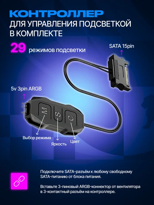 IRON PRIDE Комплект вентиляторов Cool Blade FX3Black 120мм ARGB+PWM 3шт, 3 шт, фото 8