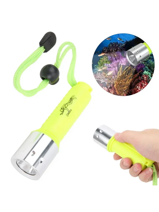 Фонарик для дайвинга 900 лм желтый алюминиевый сплав, желтый, фото 4