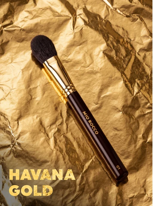 MiO ROCCO Кисть для макияжа для румян, хайлайтера G1 Havana Gold натур…, золотой, фото 5