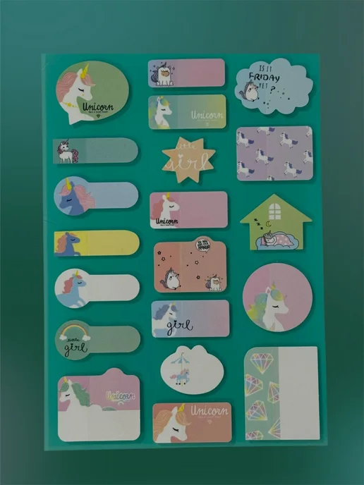 Mirva-Stickers Наклейки бирки для подписи личных вещей Единороги, зеленый, фото 5