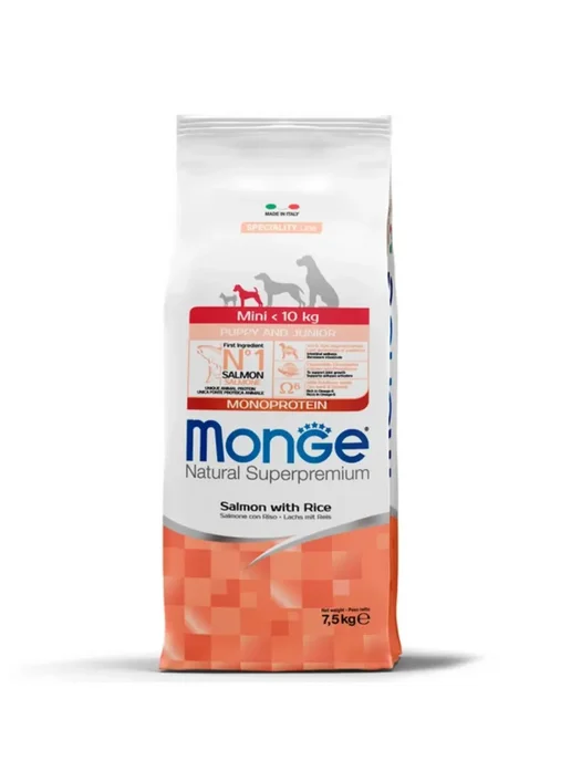 Сухой корм MONGE для собак, мелкие, щенки, лосось, 7,5 кг, фото 2