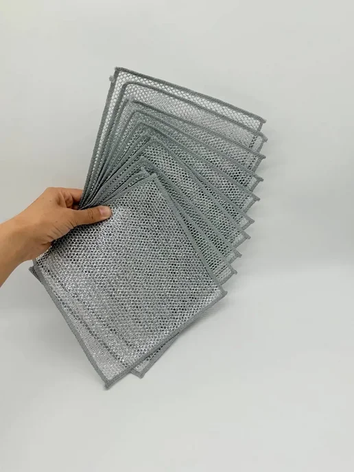 MSK92 чудо- тряпка для мытья посуды кухонная металлическая 10 шт, серый, фото 6
