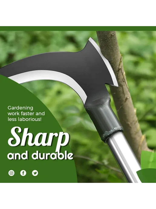 Коса садовая для травы острое лезвие 17см Черный, черный, фото 4