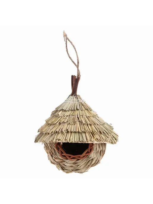 Скворечник из натуральной соломы 19х15х19 см Хаки, 19x15x19 см