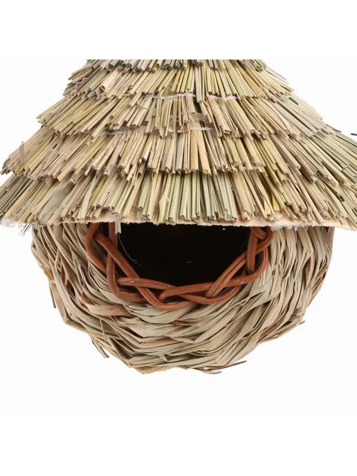 Скворечник из натуральной соломы 19х15х19 см Хаки, 19x15x19 см, фото 8
