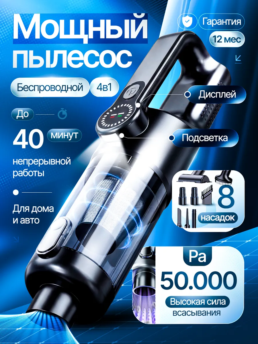 Ручной пылесос для дома беспроводной мощный маленький