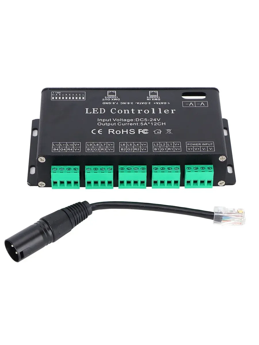 Контроллер DMX512 RGB 12 каналов, декодер DC5-24V, д/я LED