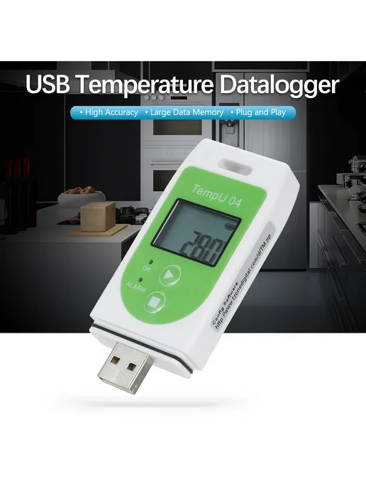 Терморегистратор Рэлсиб TZ-Temp U04 USB Зеленый ЛОГГЕР, зеленый, фото 2