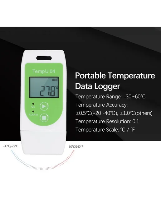 Терморегистратор Рэлсиб TZ-Temp U04 USB Зеленый ЛОГГЕР, зеленый, фото 7