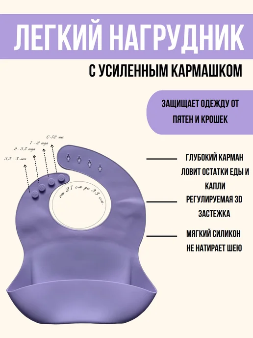 КуралЕсик Набор детской посуды для кормления силиконовый "Слоник", фиолетовый, фото 4