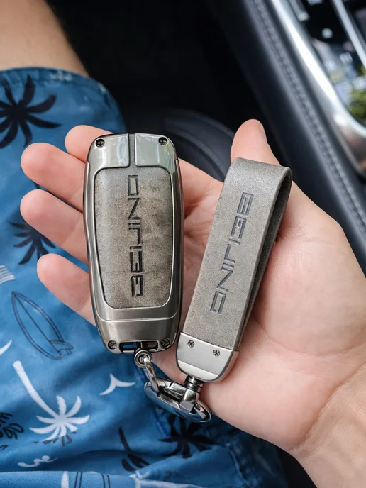 KeyCase Чехол на ключ авто Beijing BAIC U5 Plus, X7, X75, BJ40, серый, фото 2