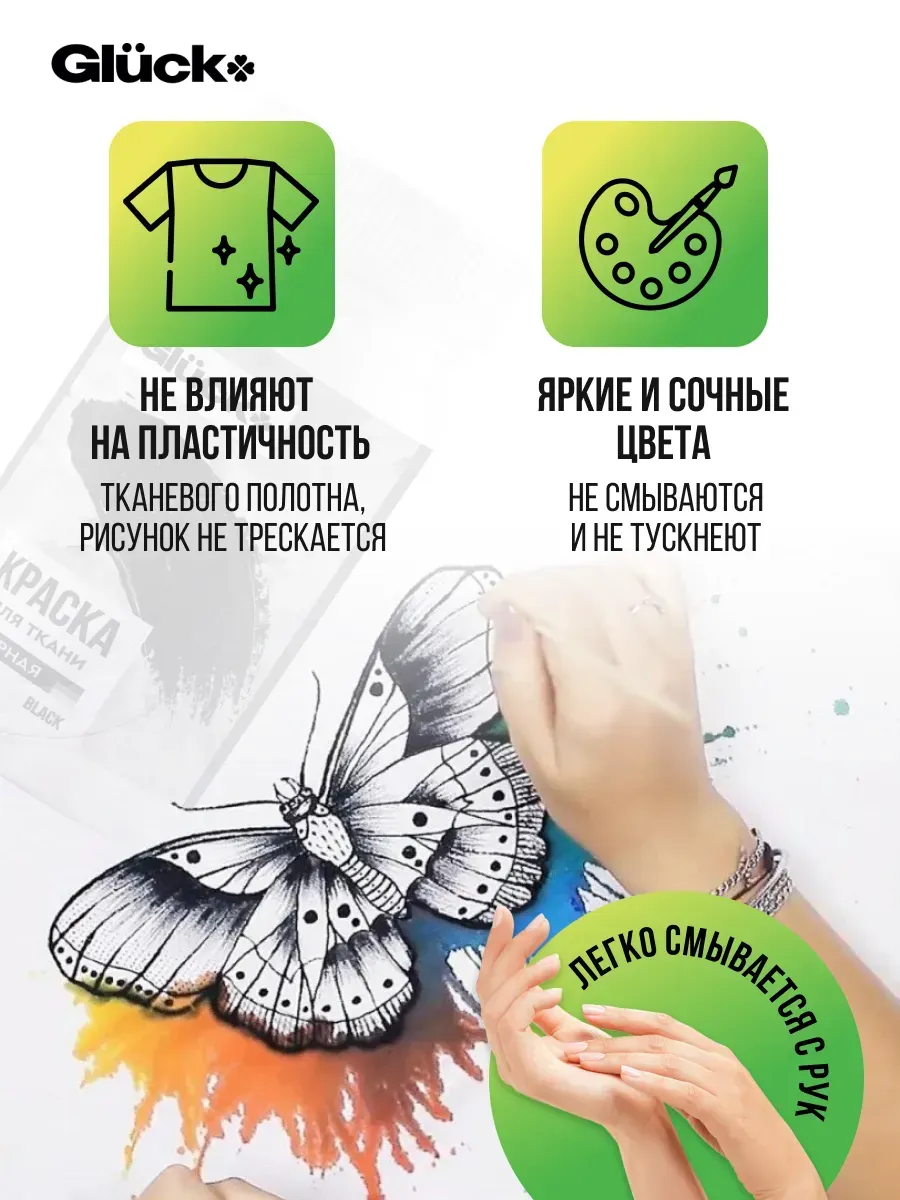 Краска для ткани черная 120гр фото 2