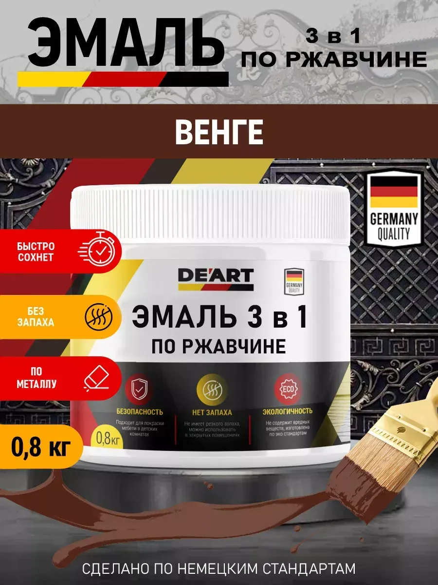 Эмаль 3 в 1 по ржавчине,венге