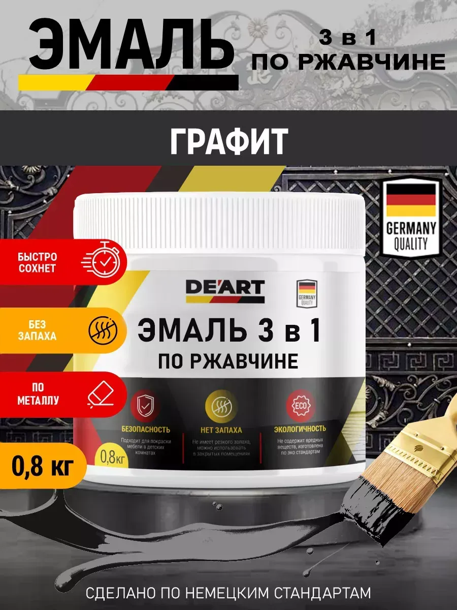 Эмаль 3 в 1 по ржавчине,графит