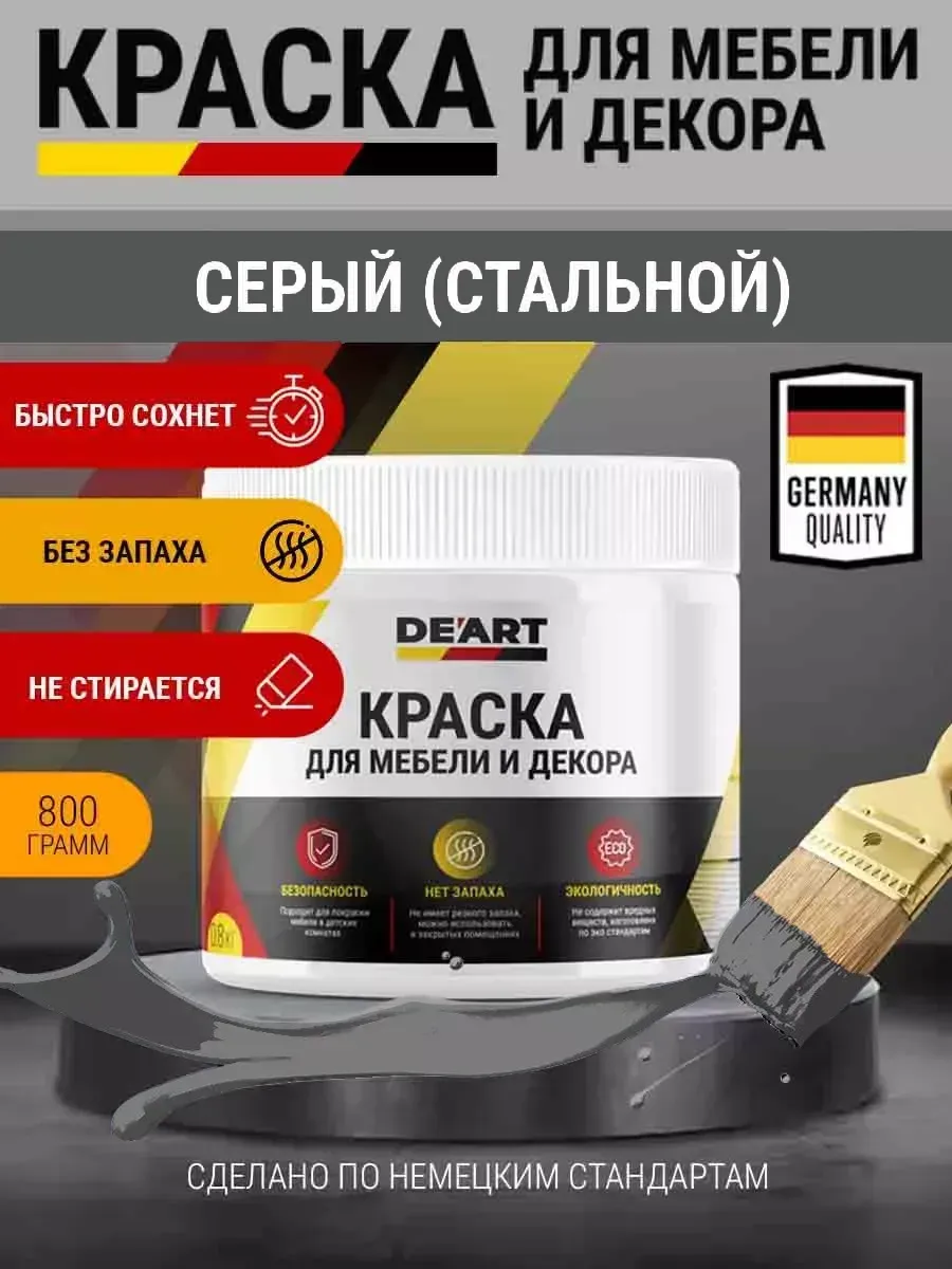 Краска для мебели и интерьера матовая меловая стальной