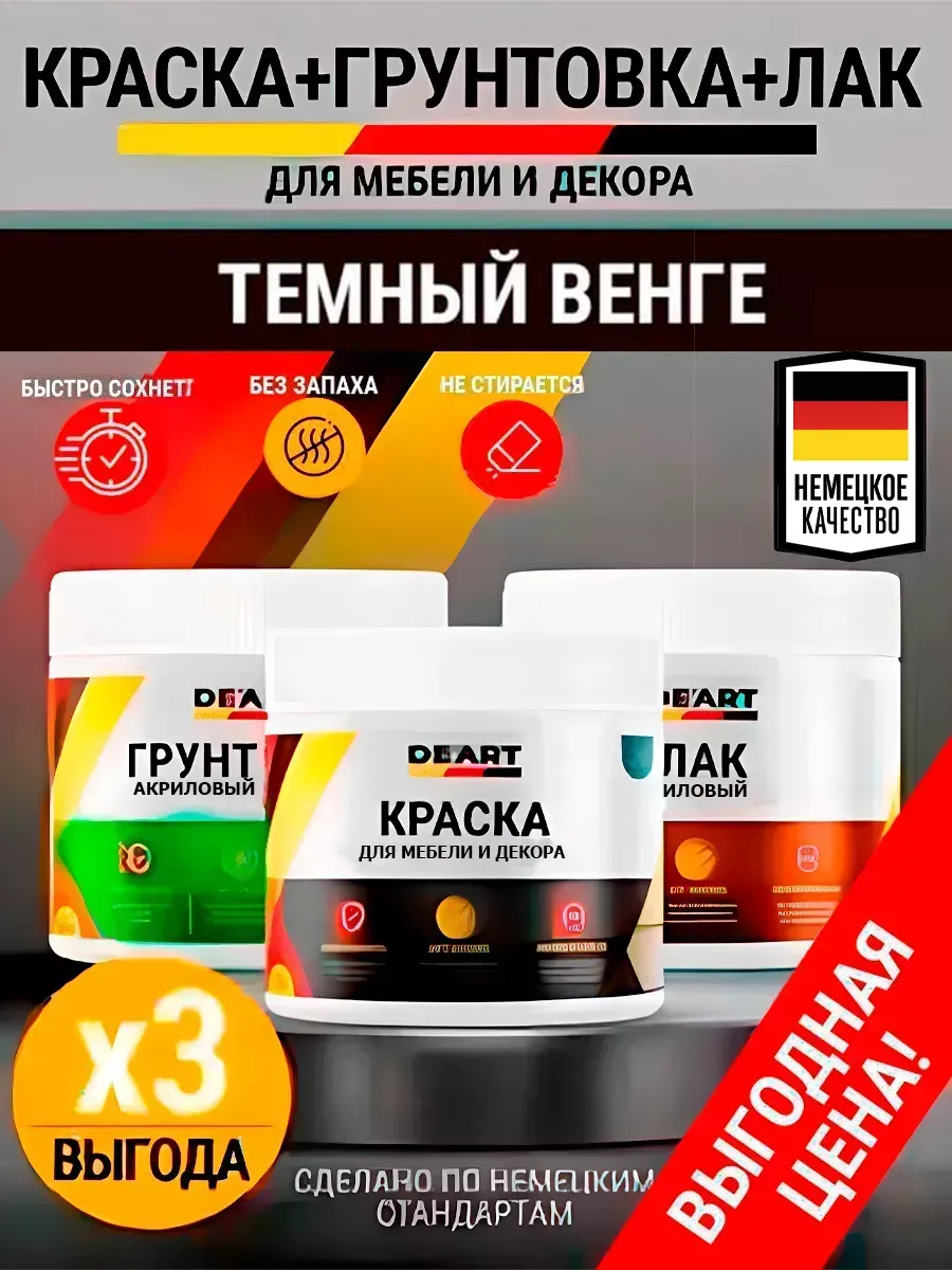 Краска для мебели и декора венге тёмный(+лак акриловый)