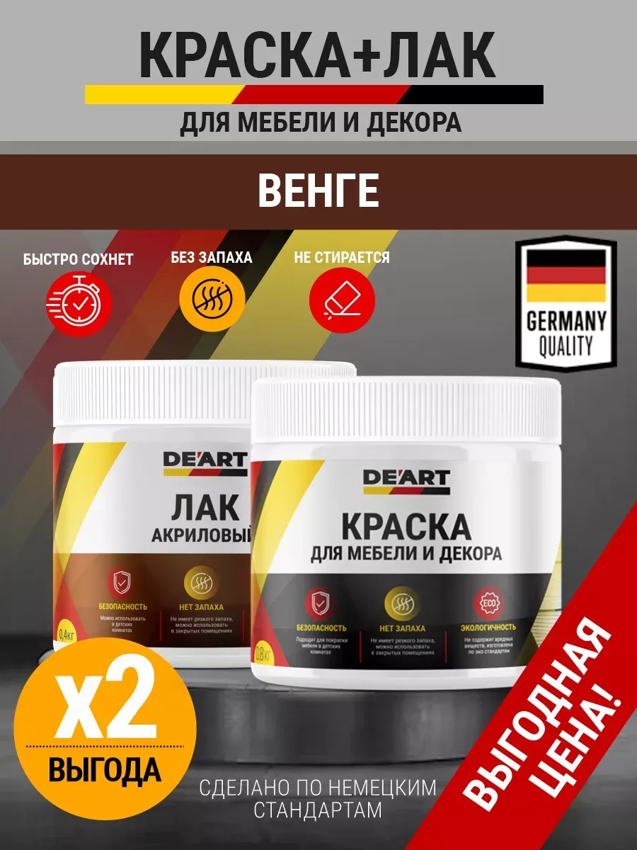 Краска для мебели меловая венге (+лак акриловый)