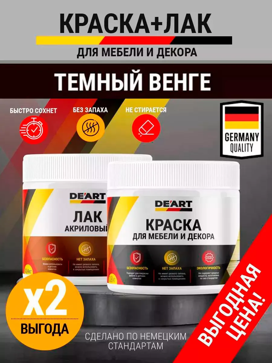 Краска для мебели и декора венге тёмный(+лак акриловый)