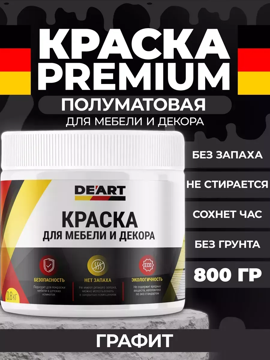 Краска для мебели и кухни, полуматовая графит