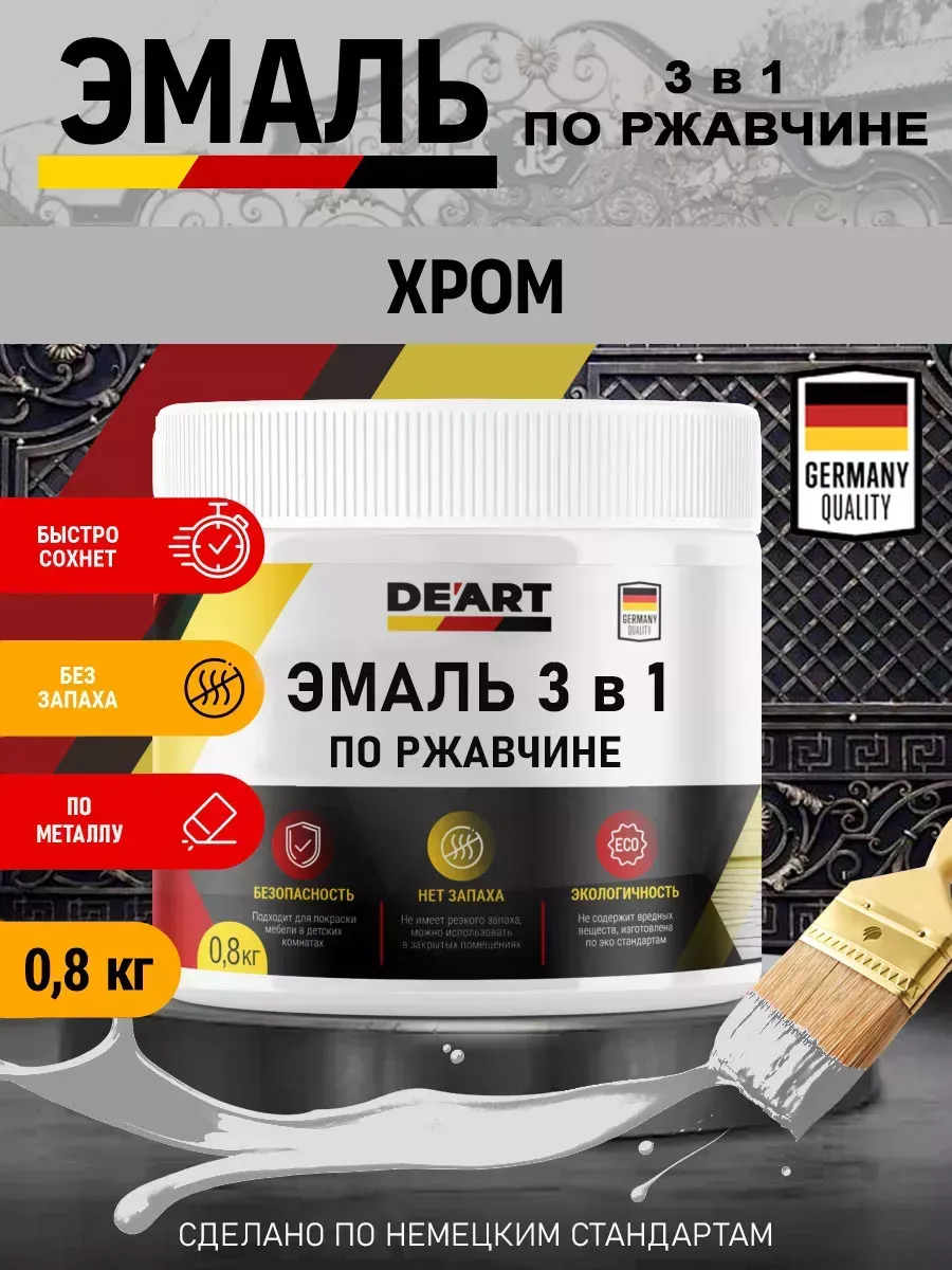 Эмаль 3 в 1 по ржавчине,хром