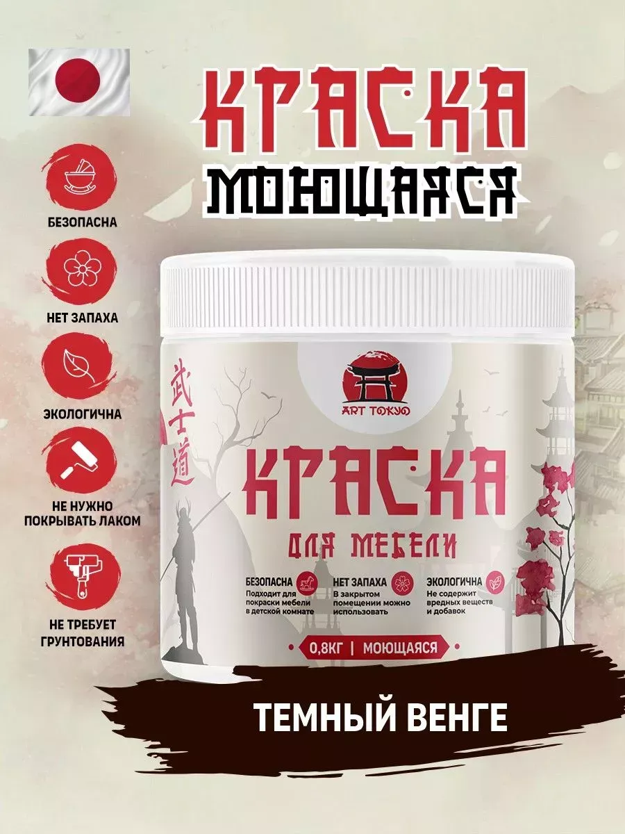 Краска для мебели моющая, полуматовая без запаха