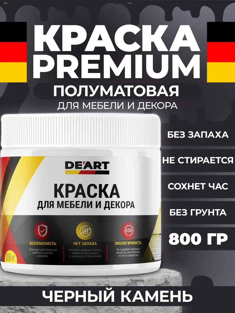 Краска для мебели и дерева, полуматовая черная