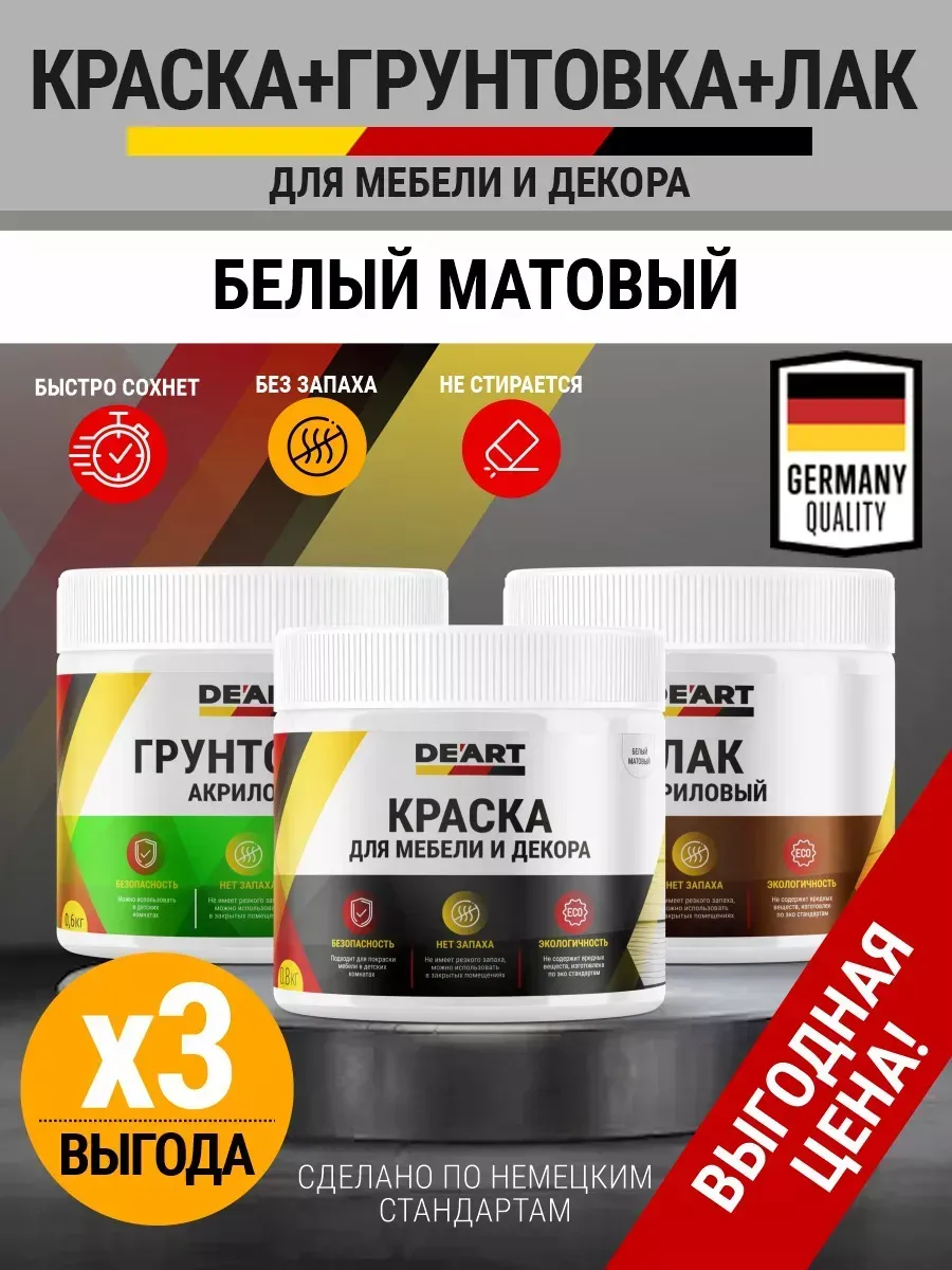 Краска для мебели без запаха (+акриловый грунт и лак)
