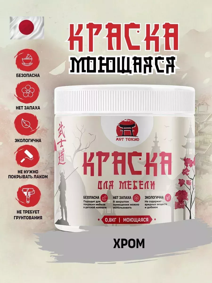 Краска для мебели моющая, полуматовая без запаха