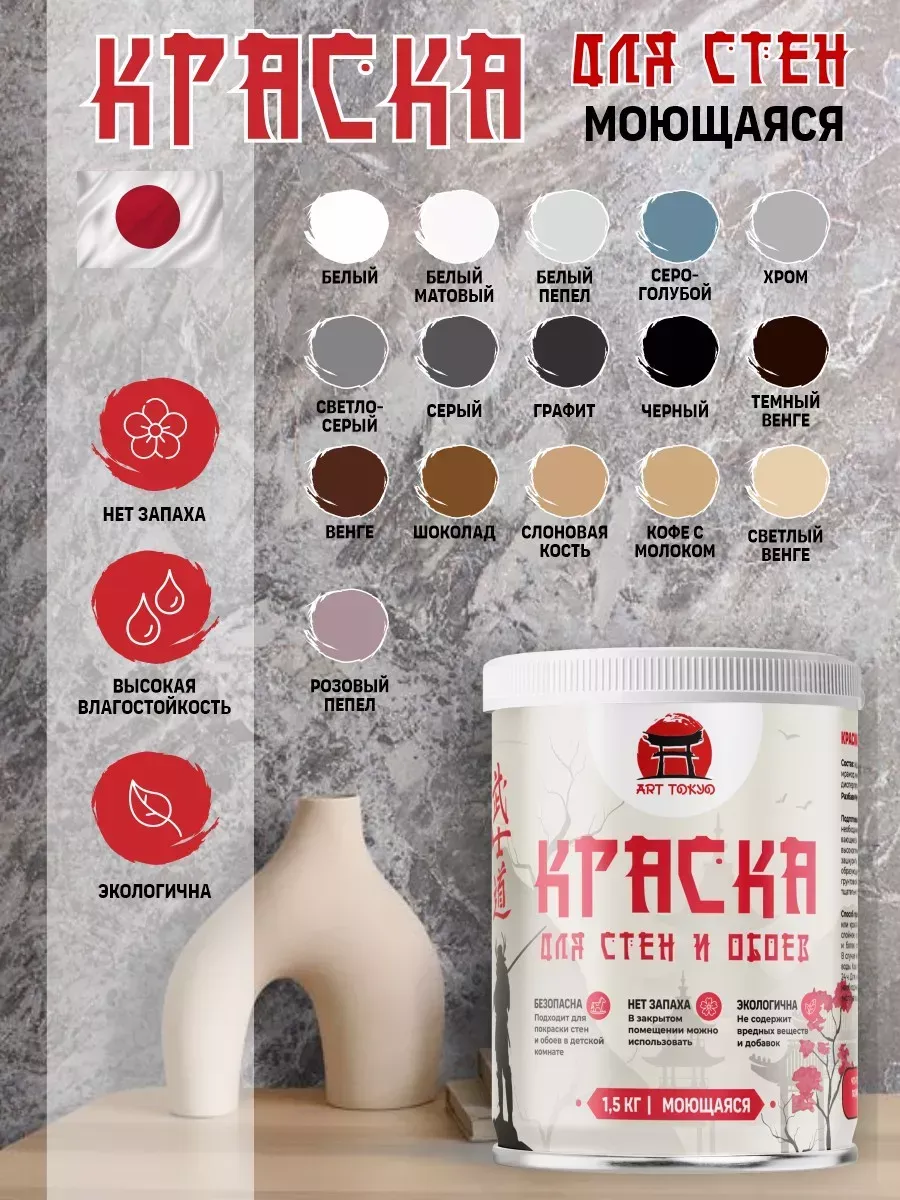 Краска для стен и обоев моющаяся без запаха фото 2