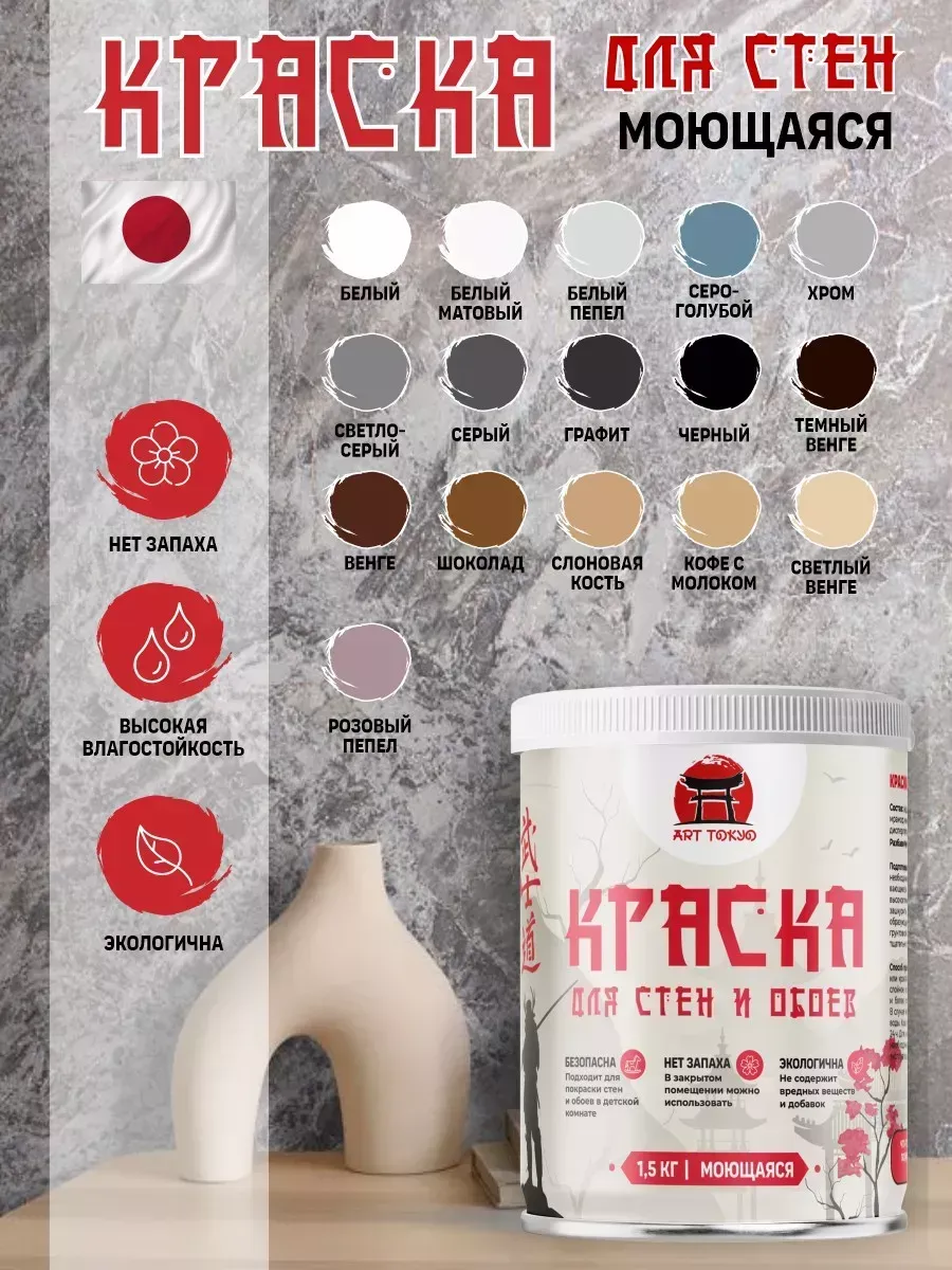 Краска для стен и обоев моющаяся без запаха фото 2