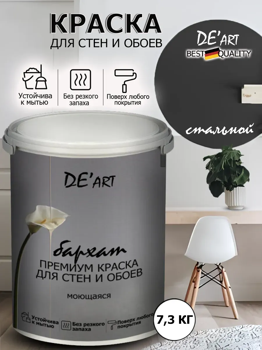 Краска для стен 7,3 кг, стальной