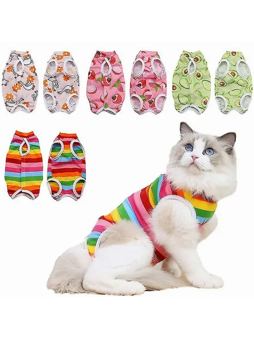 Костюм для кошки после операции защитный Р S Цв Rainbow, вариант
