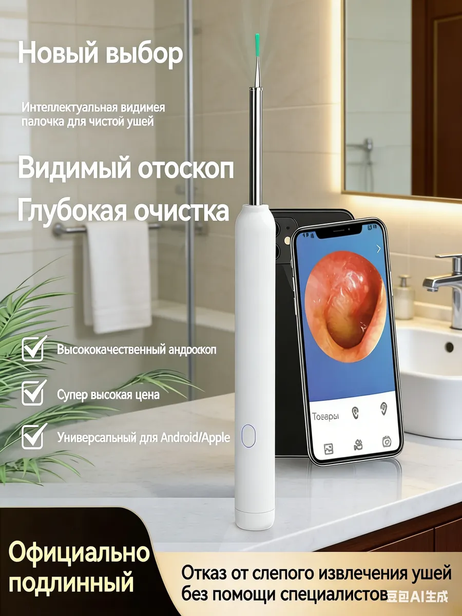 Умная ушная палочка с камерой прибор - аппарат чистки ушей