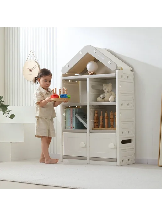 UNIX Kids Стеллаж для игрушек House (2 ящика) Grey, серый, фото 2
